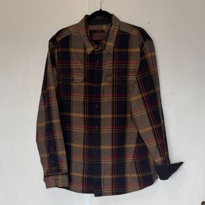 Orvis Men's Casual Heavyweight Plaid Flannel Shirt - Black, Red, Tan